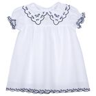 Baby Girls White Floral Scalloped Dress, 1, hi-res