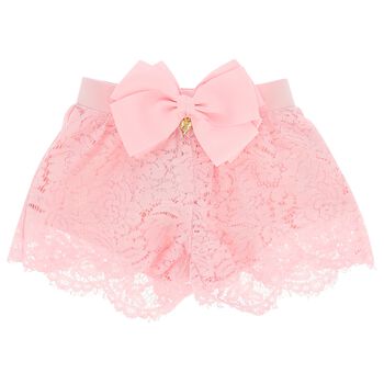 Girls Pink Lace Shorts