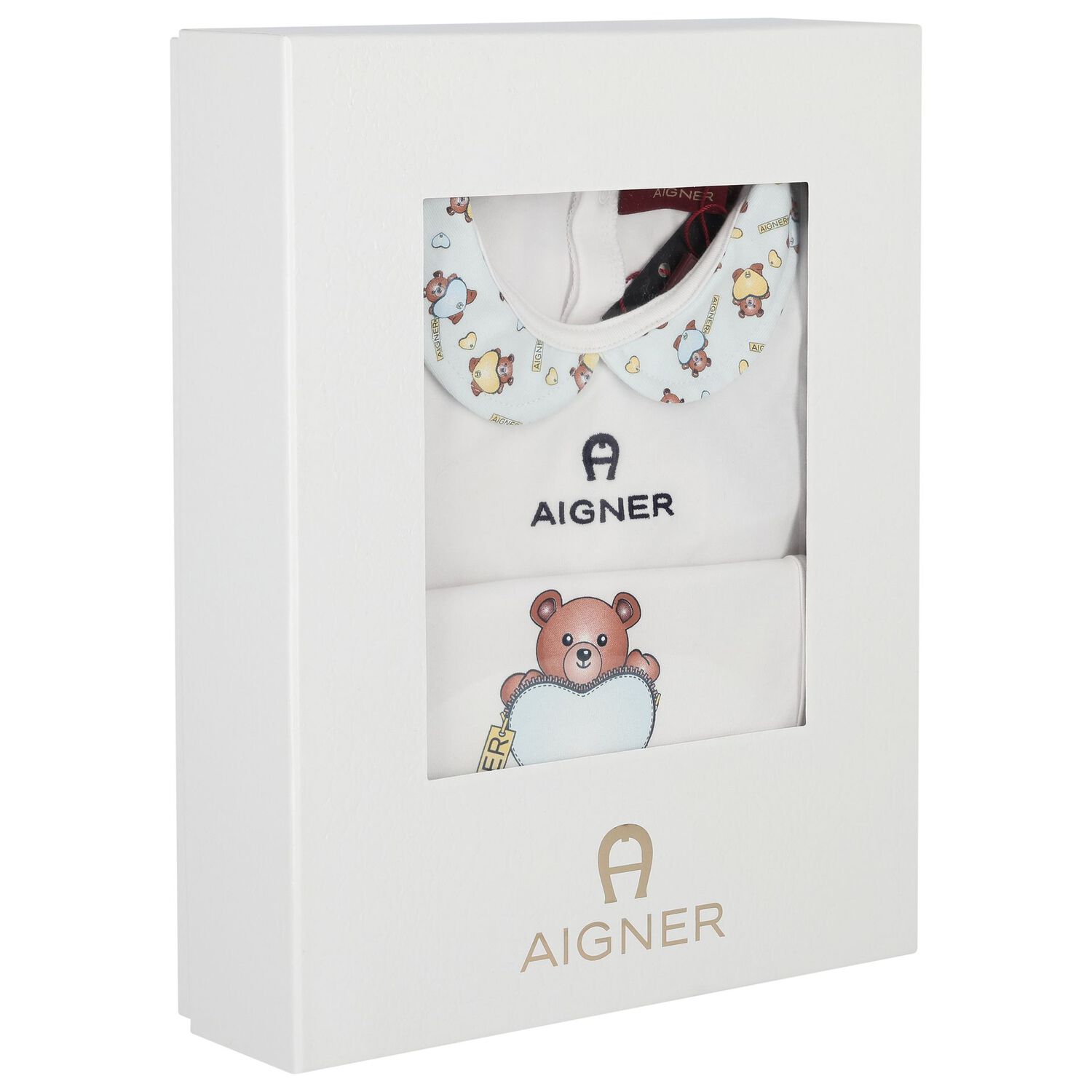 Baby Boys White & Blue Teddy Bear Logo Babygrow Gift Set, 1, hi-res image number null