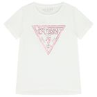 Girls White Logo T-Shirt, 4, hi-res