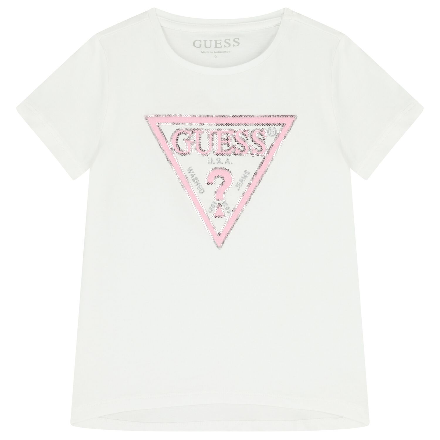 Girls White Logo T-Shirt, 4, hi-res