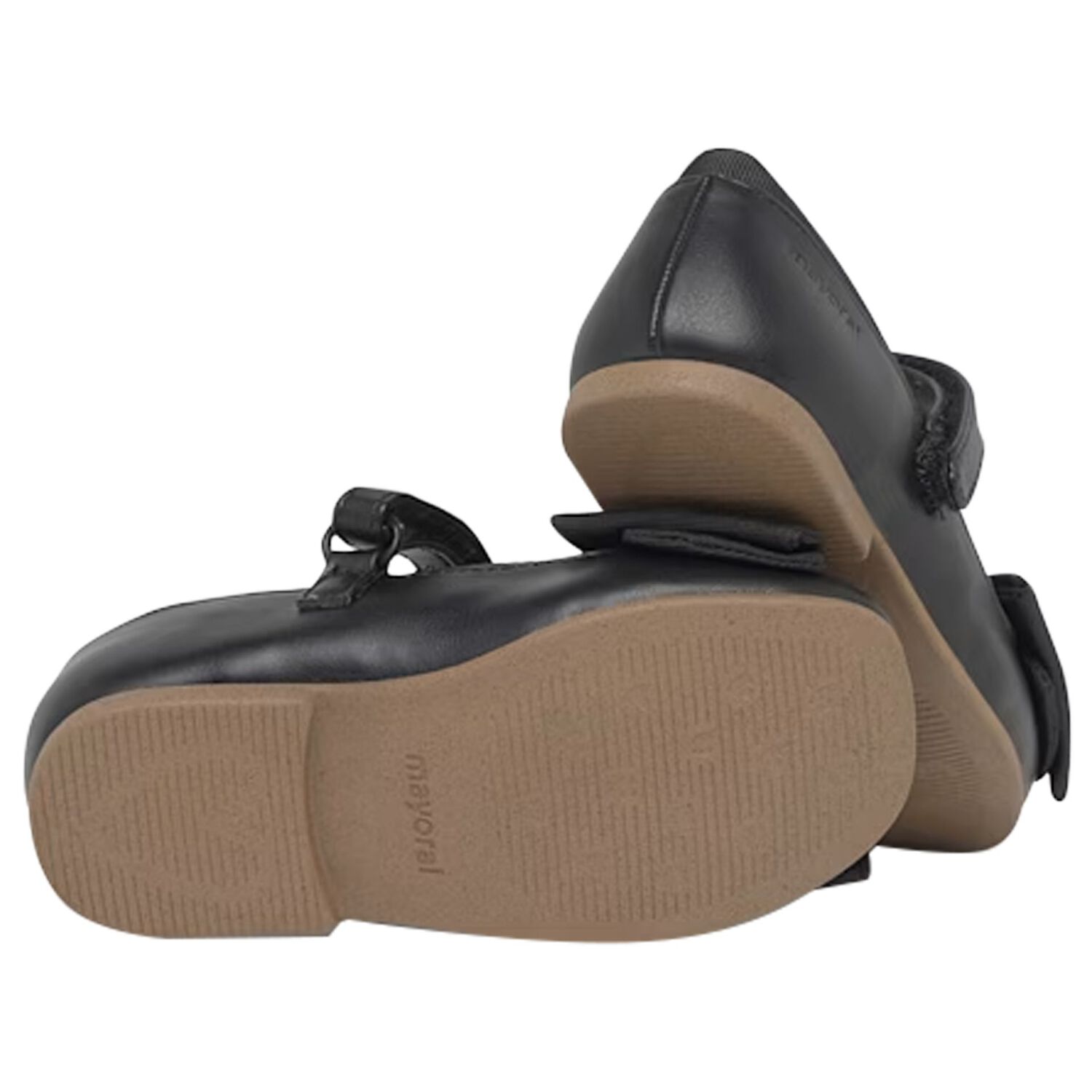 Younger Girls Black Flower Shoes, 1, hi-res