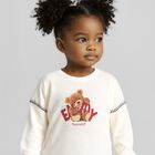 Girls White Teddy Bear Long Sleeve Top, 2, hi-res