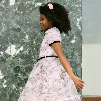 Girls Pink Organza Rose Dress