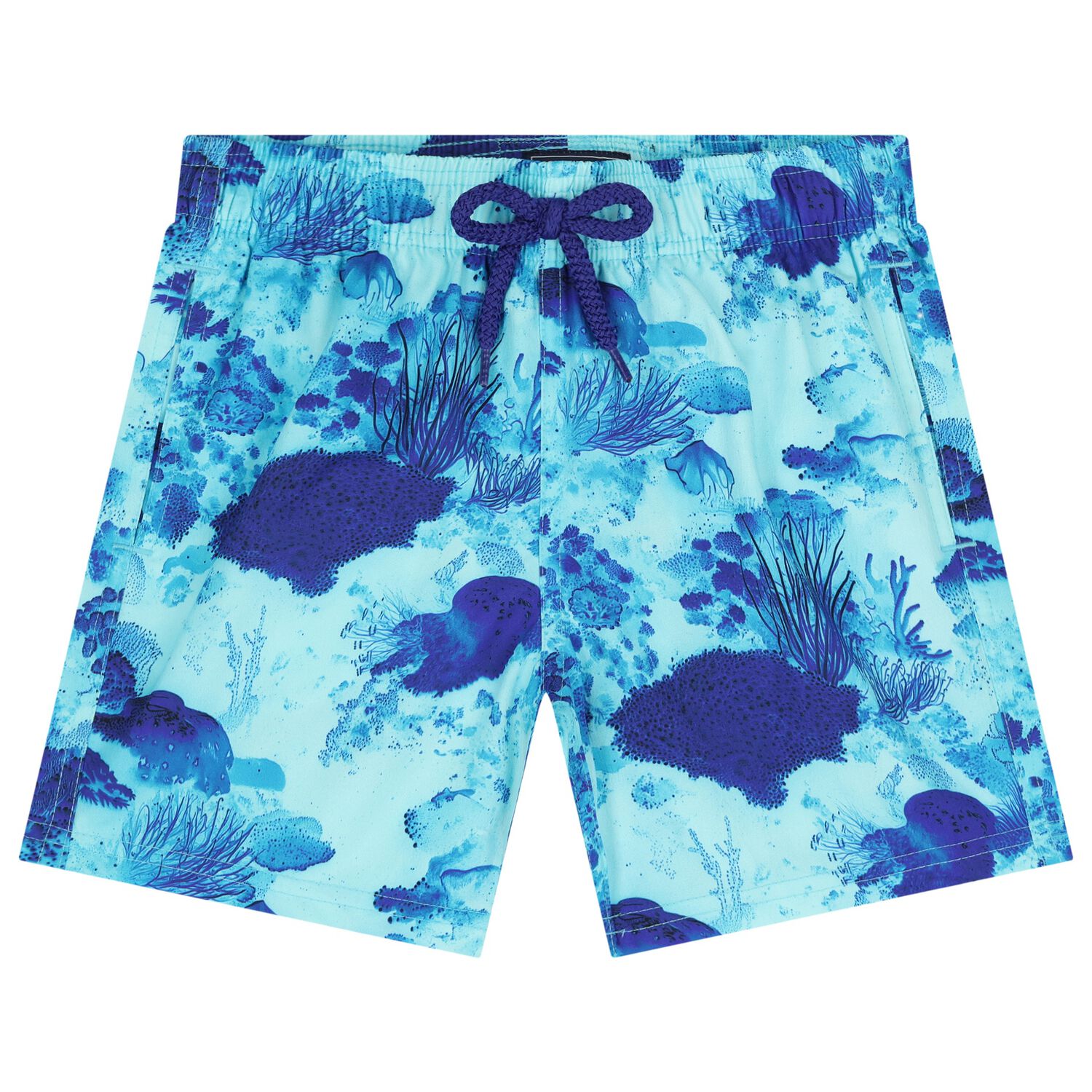 Boys Blue Coral Swim Shorts, 1, hi-res