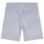 Boys White & Blue Striped Shorts Set, 1, hi-res