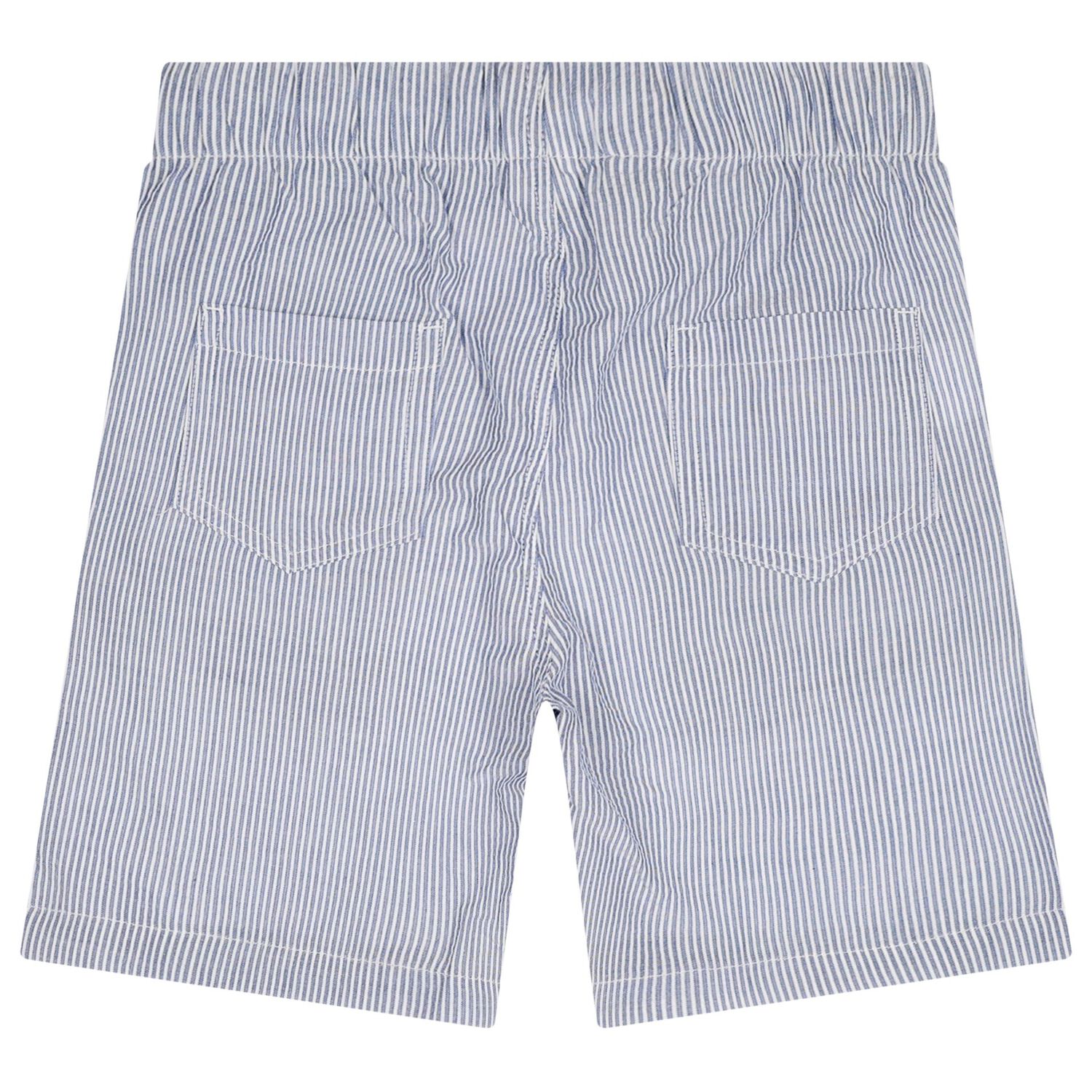 Boys White & Blue Striped Shorts Set, 1, hi-res