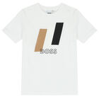 Boys White Logo T-Shirt, 1, hi-res
