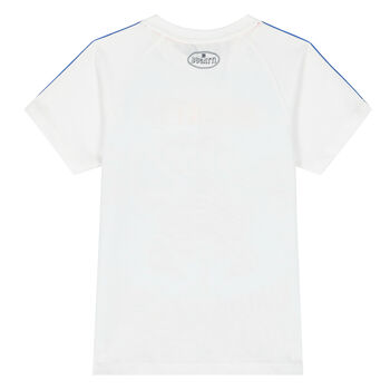 Boys White & Blue Logo T-Shirt