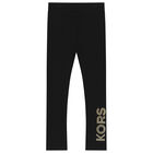 Girls Black Logo Leggings, 1, hi-res