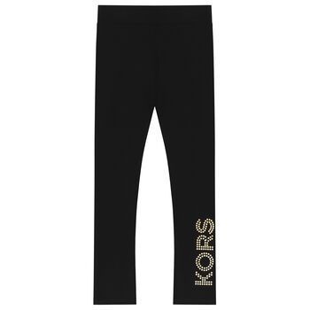 Girls Black Logo Leggings