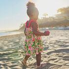 Younger Girls Pink & Green Flamingo Dress, 1, hi-res