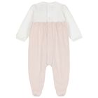 بدلة للبنات مزينة بنقوش زهور باللون الأبيض والبيج, 1, hi-res