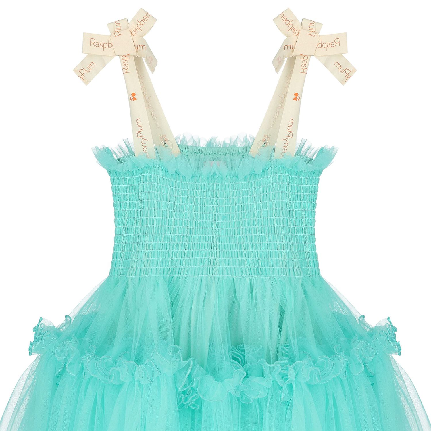 فستان تول مكشكش باللون الاخضر للبنات, 1, hi-res image number null