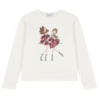 Girls White Embellished Sequin Long Sleeve Top, 3, hi-res