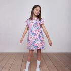 Girls Pink Logo Ribbon Dress , 1, hi-res