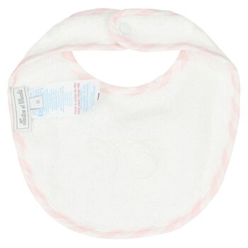 Baby Girls White & Pink Logo Bib