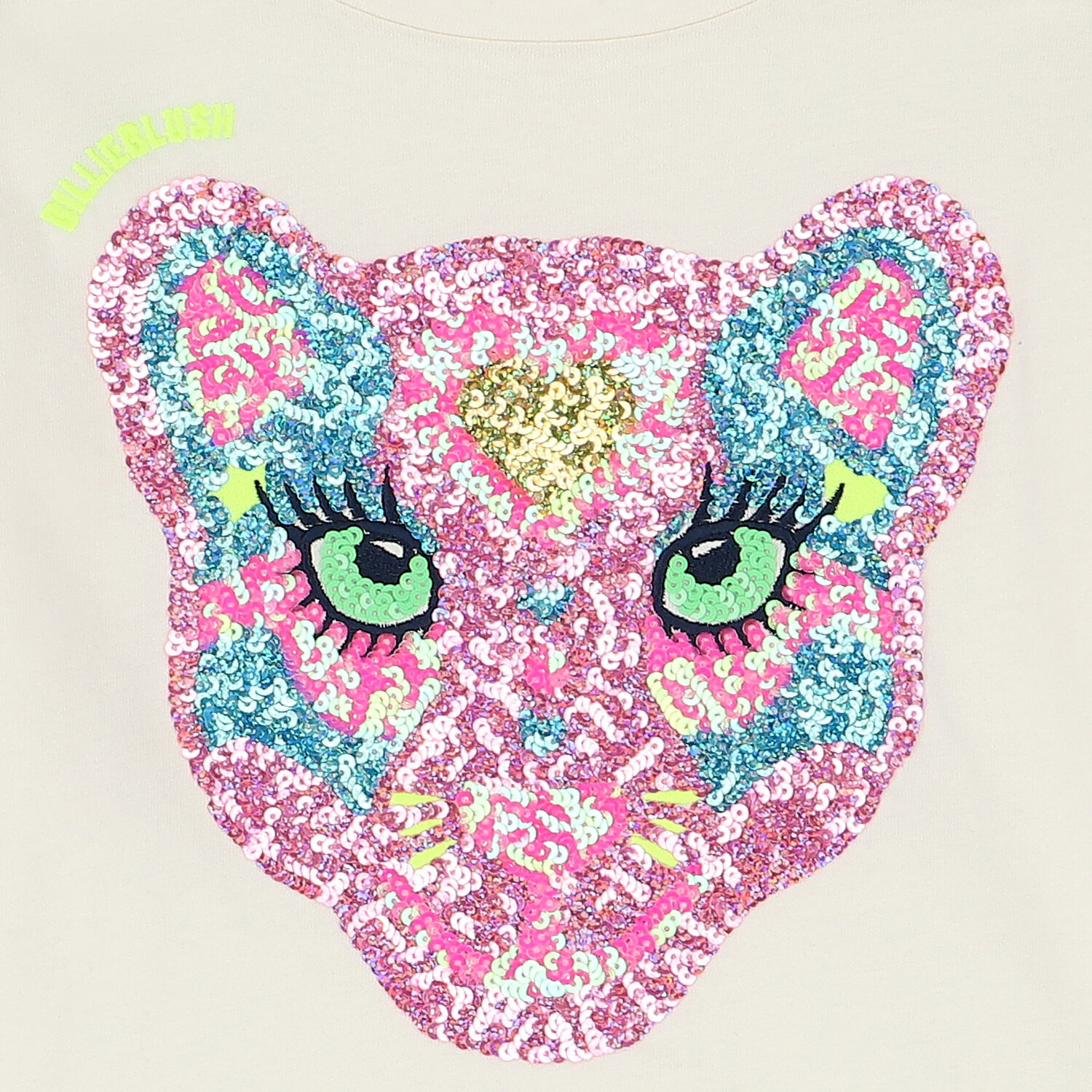 توب باكمام طويلة بالشعار باللون العاجي للبنات, 1, hi-res