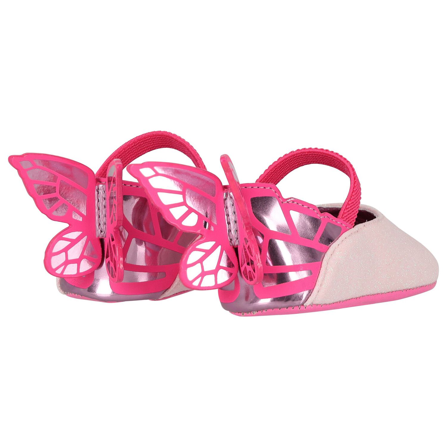 Baby Girls Pink Glitters Butterfly Shoes, 1, hi-res