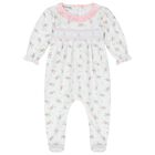 Baby Girls White & Pink Floral Babygrow, 1, hi-res