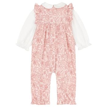 Baby Girls Pink & White Liberty Romper