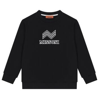 سويت شيرت أولاد بالشعار باللون الأسود