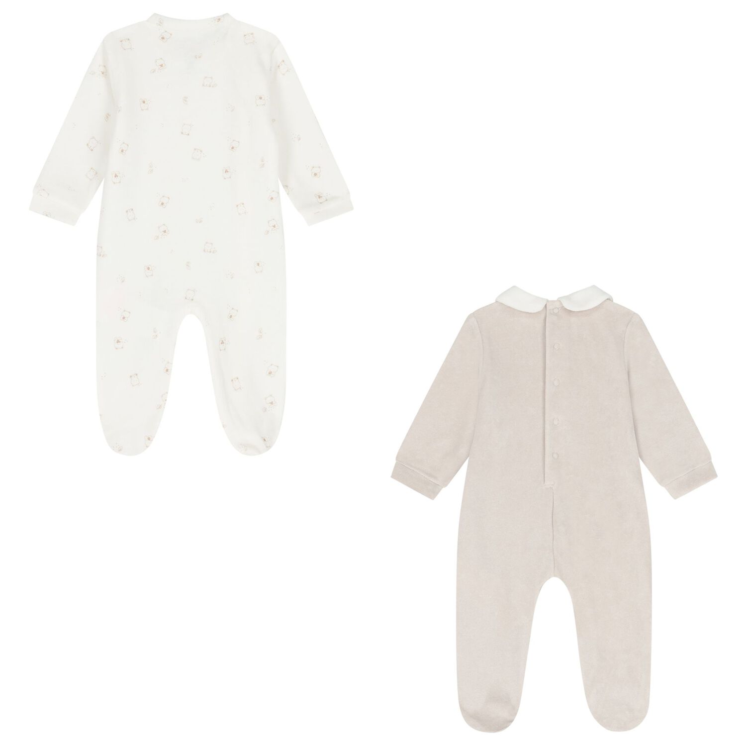 White & Beige Logo Babygrow ( 2-Pack ), 1, hi-res