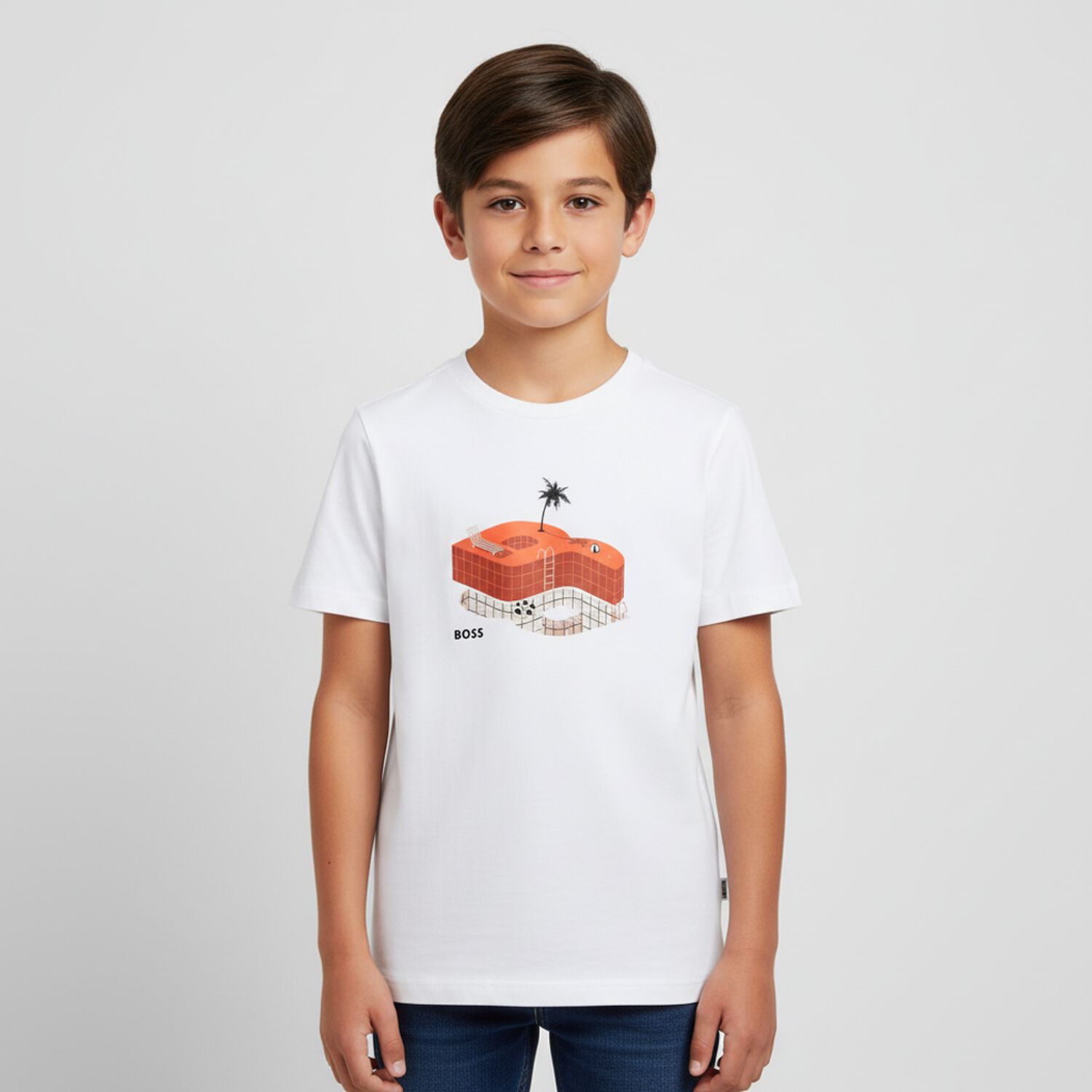 Boys White Logo T-Shirt, 1, hi-res