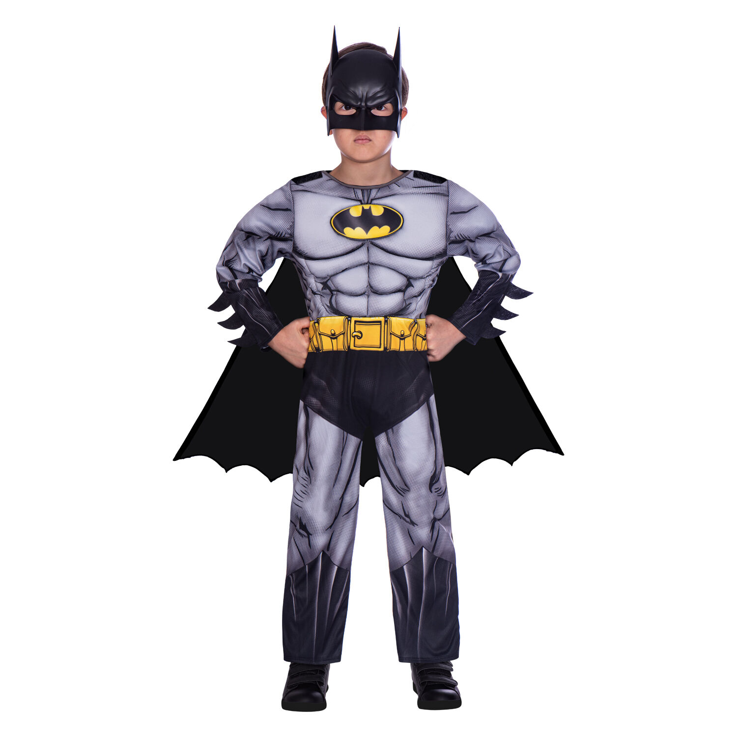 Boys Black & Grey Batman Costume, 1, hi-res image number null
