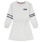 Girls Grey Logo Dress, 1, hi-res