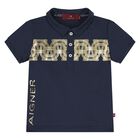 Younger Boys Navy Blue Logo Polo Shirt, 2, hi-res