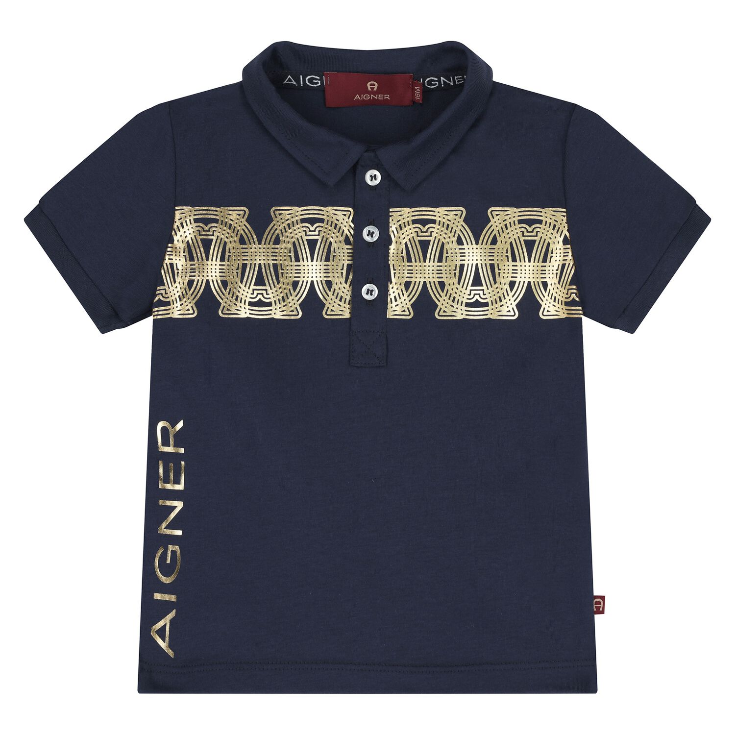 Younger Boys Navy Blue Logo Polo Shirt, 2, hi-res
