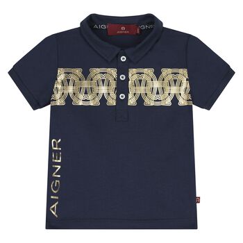Younger Boys Navy Blue Logo Polo Shirt