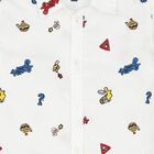 تيشيرت أولاد بالشعار باللون الأبيض, 1, hi-res