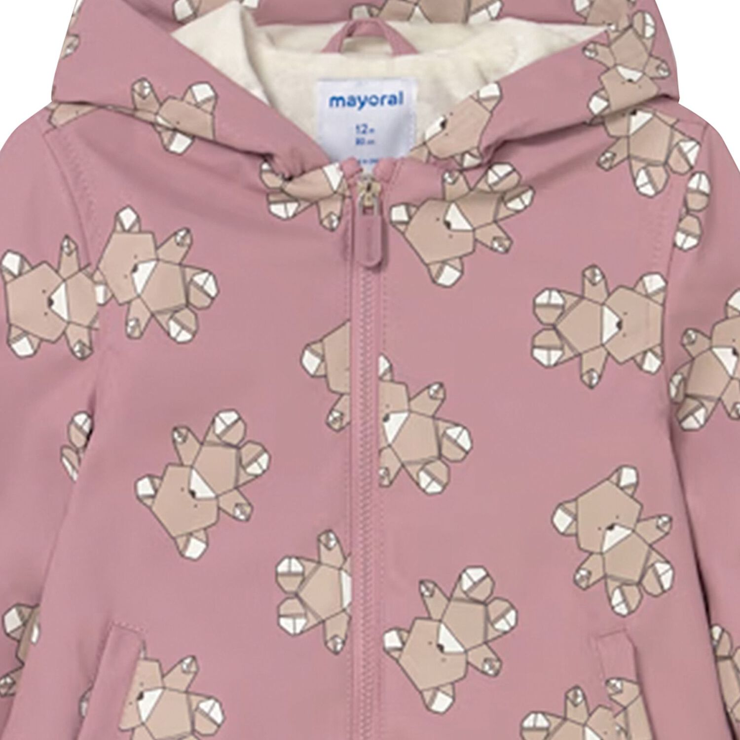 Younger Girls Pink Teddy Bear Rain Coat, 1, hi-res image number null