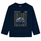Boys Navy Car Long Sleeve Top, 2, hi-res