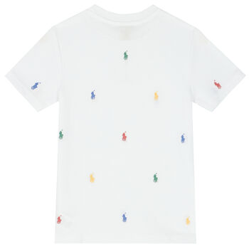 Boys White Piqué Logo T-Shirt