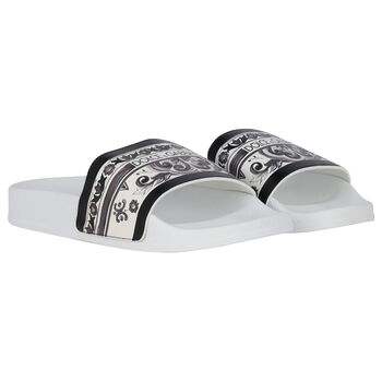 Boys White & Black Majolica Sliders