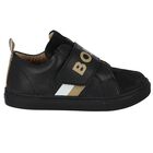 Boys Black Logo Trainers, 1, hi-res