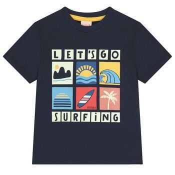 Boys Navy Blue Logo T-Shirt