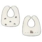 Baby Boys Ivory Embroidered Bibs ( 2 Pack ), 2, hi-res