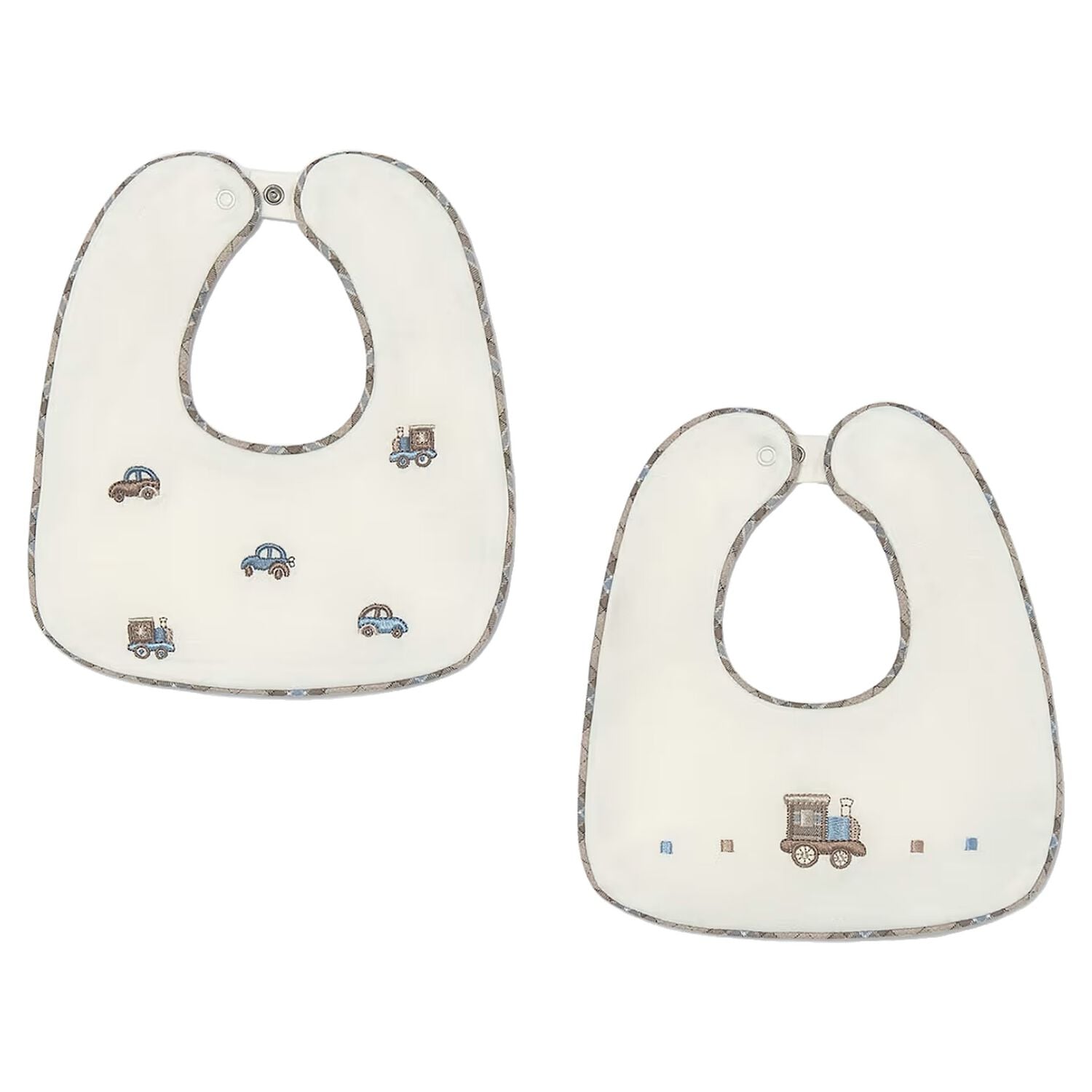 Baby Boys Ivory Embroidered Bibs ( 2 Pack ), 2, hi-res
