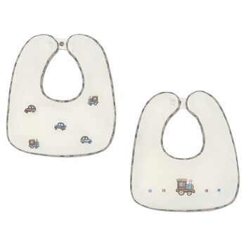 Baby Boys Ivory Embroidered Bibs ( 2 Pack )