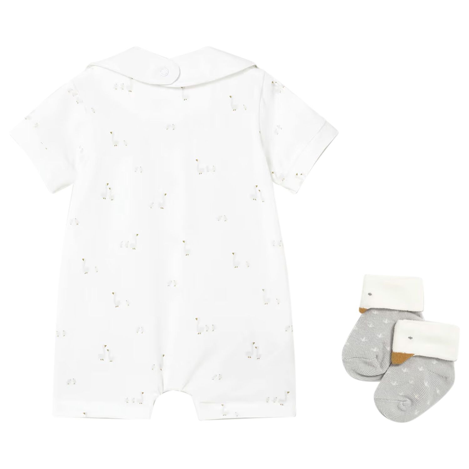 Baby Girls Swan White Romper Set, 1, hi-res