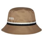 Baby Boys Beige Logo Reversible Hat, 1, hi-res