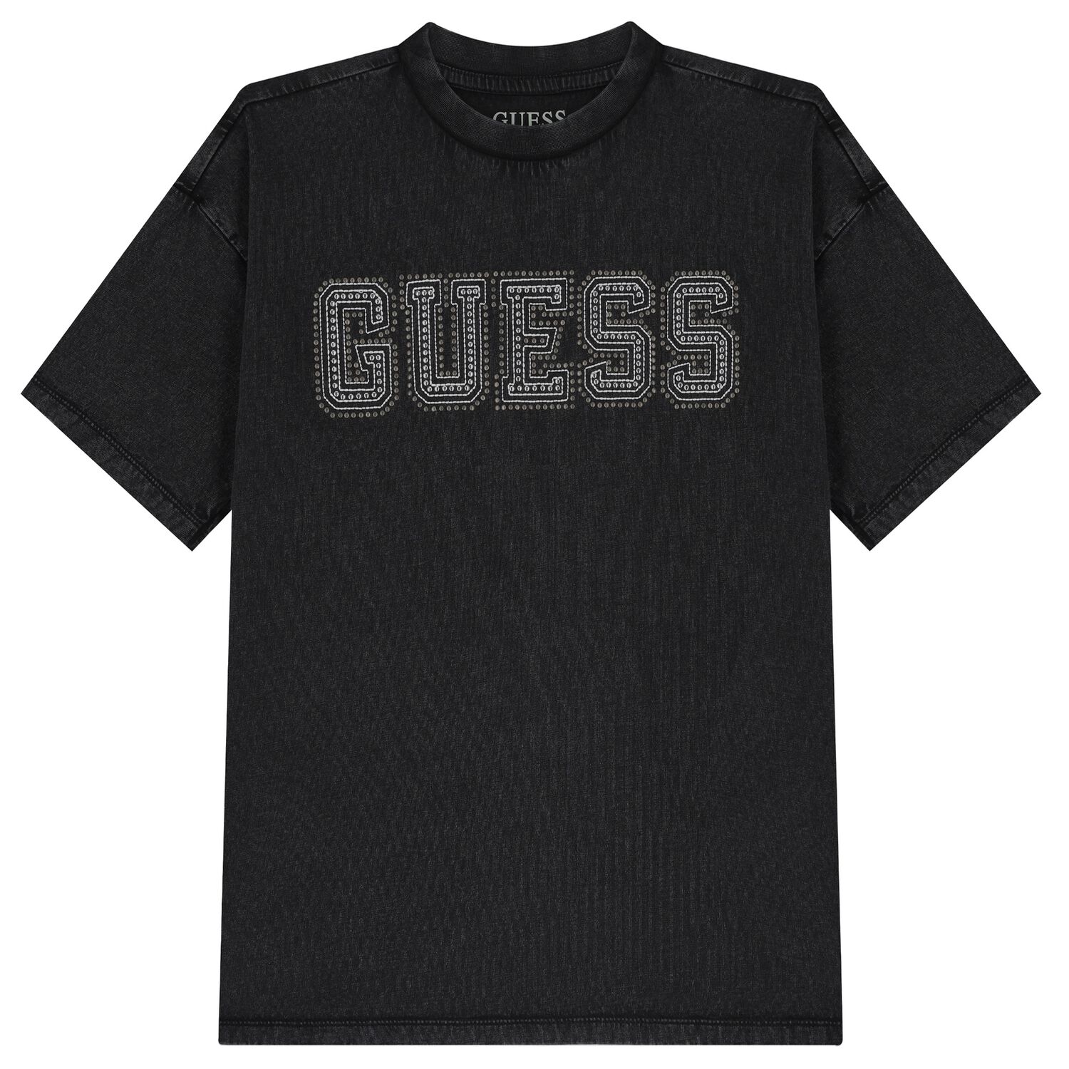 Girls Black Embellished Logo T-Shirt, 1, hi-res