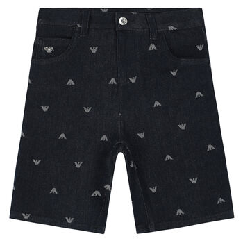 Boys Blue Logo Denim Shorts