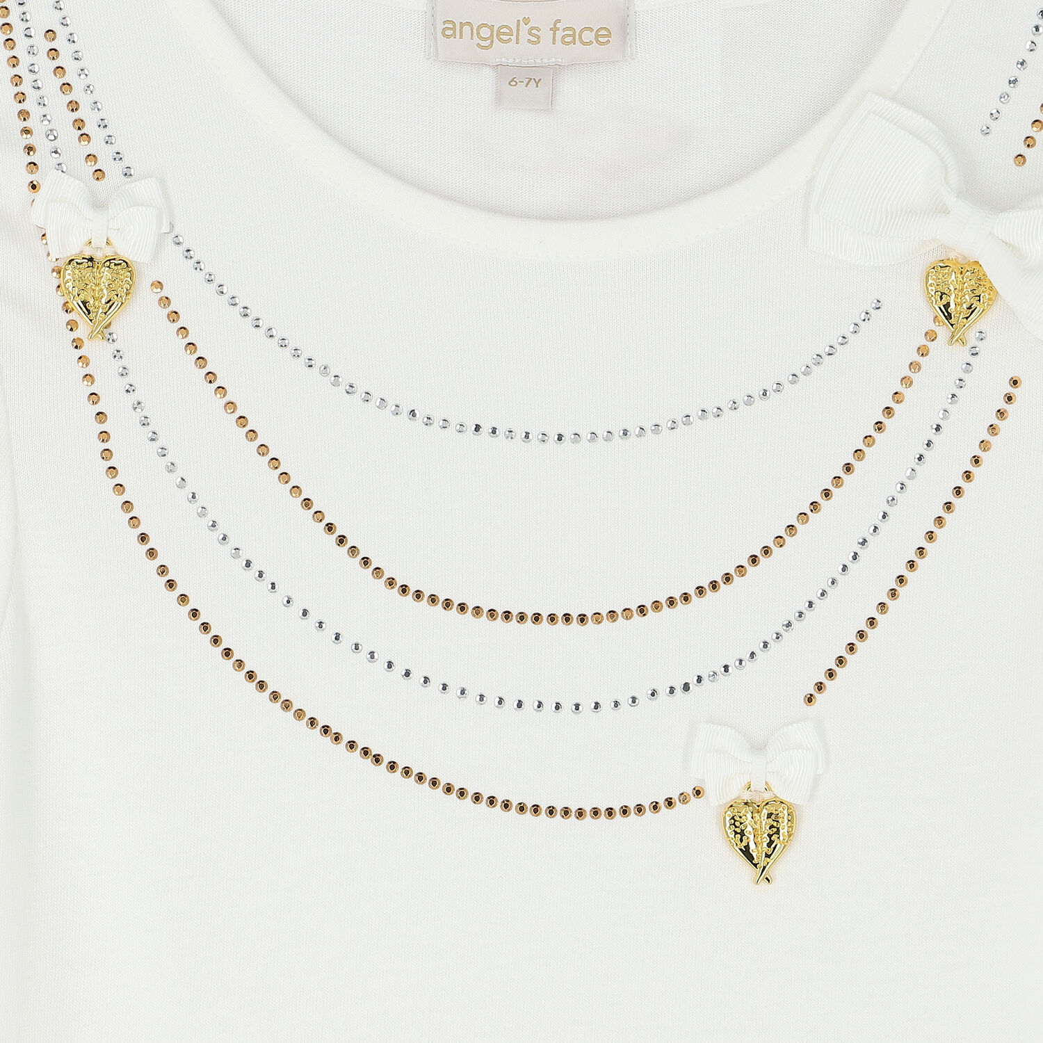 Girls White Necklace T-Shirt, 1, hi-res image number null