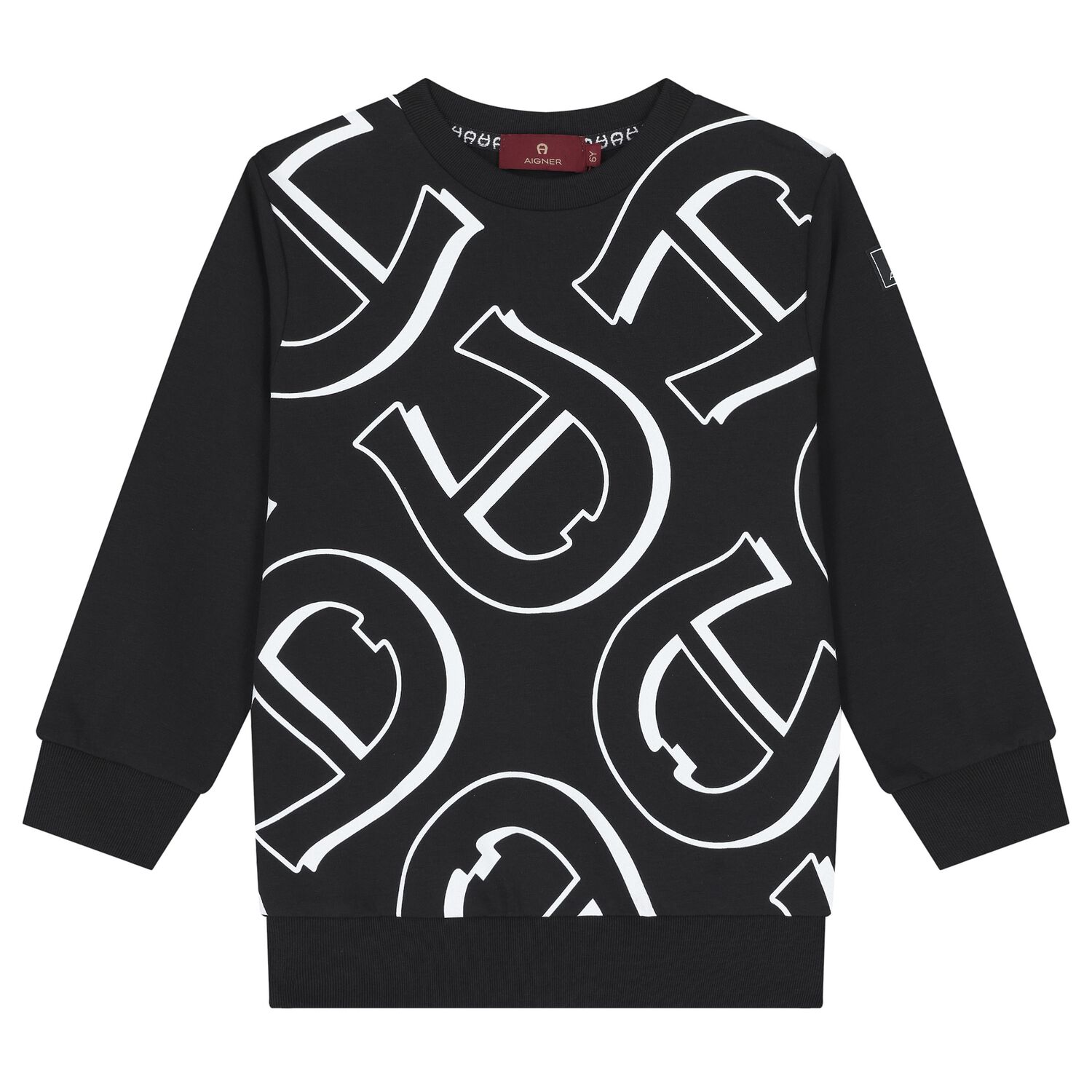 Boys Black Logo Sweatshirt, 1, hi-res