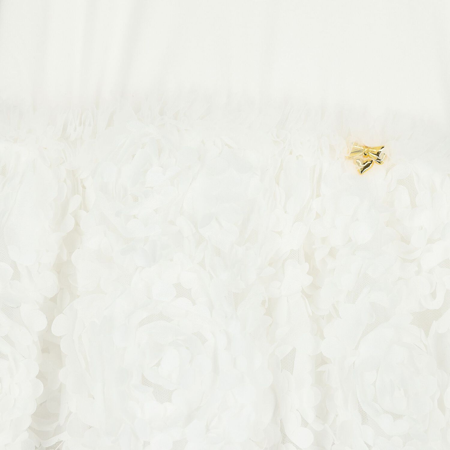 Girls White Tulle & 3D Flower Dress, 1, hi-res